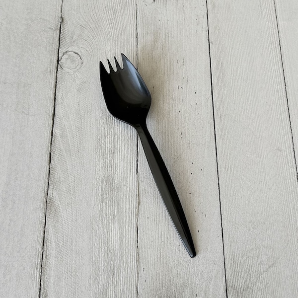 Mediumweight Polypropylene Cutlery, Spork, Black, 1000PK